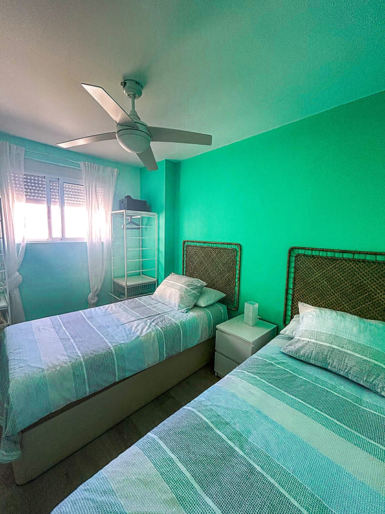 dormitorio dos camas individuales casa chato playa honda — Casa Chato, apartamento en Playa Honda, Cartagena